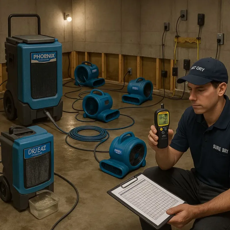 Structural Drying and Dehumidification process in Smithton, IL